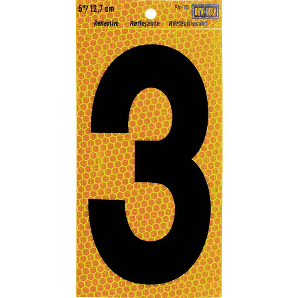 Hy-Ko 5 In. Yellow Reflective Number 3 RV-75/3