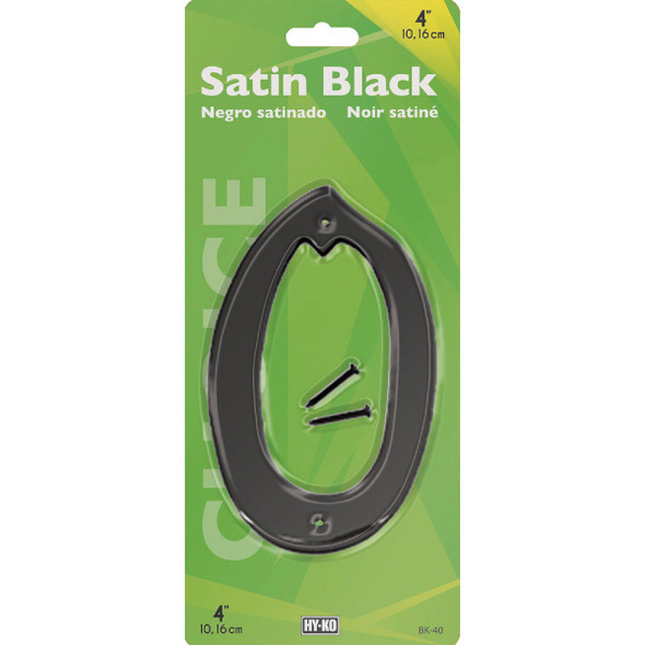 Hy-Ko 4 In. Satin Black Number 0 BK-40-0 221167