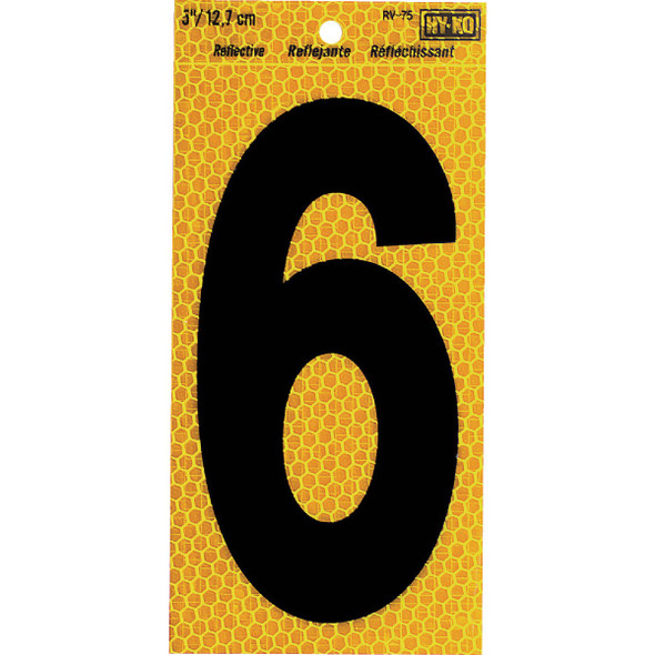 Hy-Ko 5 In. Yellow Reflective Number 6 RV-75/6