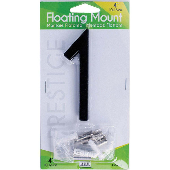 Hy-Ko 4 In. Black Floating Mount Number 1 FM-4BK/1