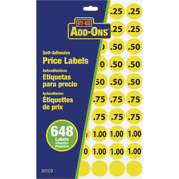 Hy-Ko 3/4 In. Yellow Price Labels 30103