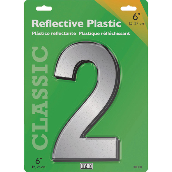 Hy-Ko 6 In. Reflective Plastic Number 2 30802 Hy-Ko 6 In. Reflective Plastic Number 2 30802