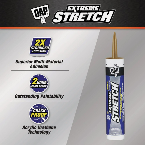 Dap Extreme Stretch 10.1 Oz. Tan Acrylic Urethane Premium Elastomeric Sealant 7079818718 294867