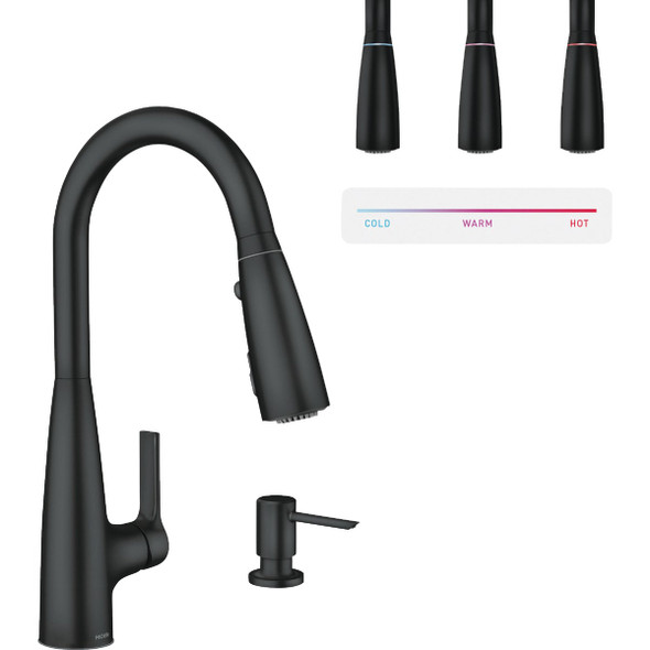 Moen Haelyn 2-Handle Pull-Down Kitchen Faucet with ColorCue, Matte Black