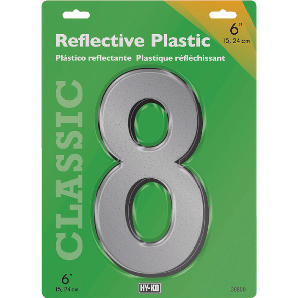 Hy-Ko 6 In. Reflective Plastic Number 8 30808 Hy-Ko 6 In. Reflective Plastic Number 8 30808