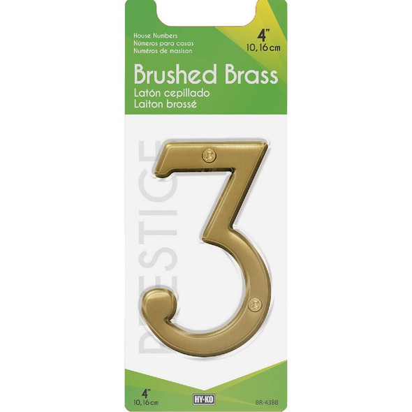 Hy-Ko 4 In. Brushed Brass Number 3 BR-43BB-3 235672