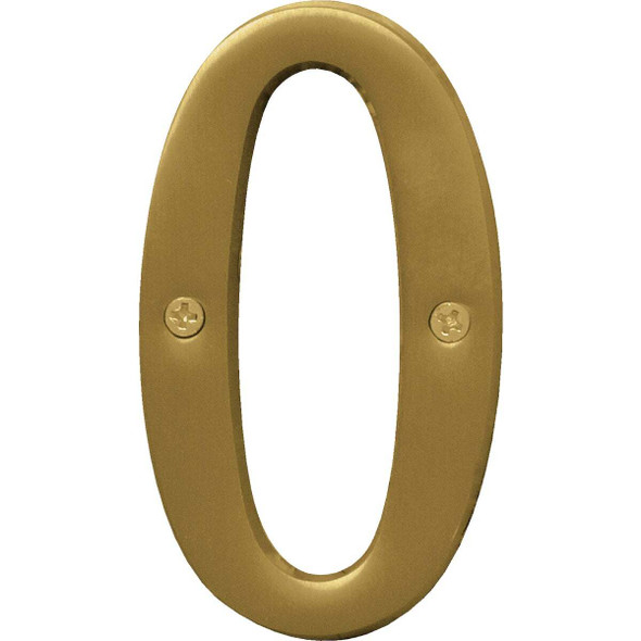 Hy-Ko 4 In. Brushed Brass Number 0 BR-43BB/0