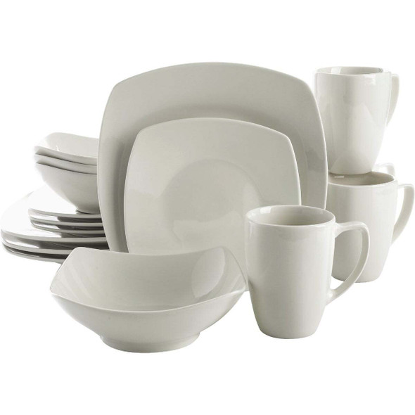 Gibson Home Zen Buffetware White Soft-Square Dinnerware Set (16-Piece) 92576.16