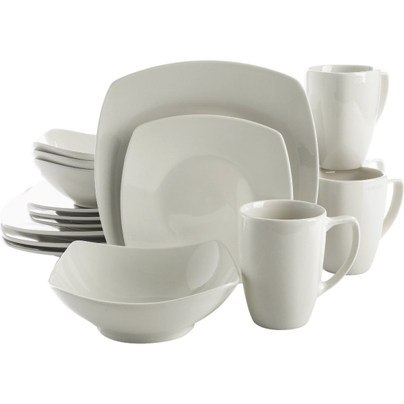 Gibson Home Zen Buffetware White Soft-Square Dinnerware Set (16-Piece) 92576.16