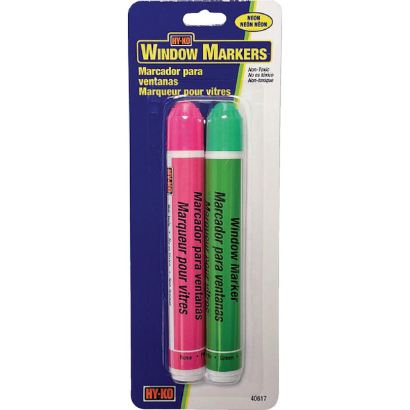 Hy-Ko Pink & Green Neon Window Marker (2-Pack) 40617