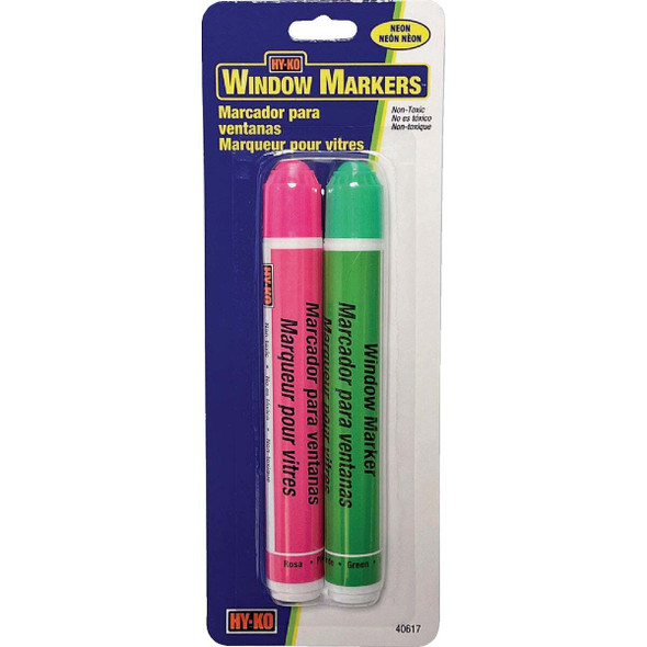 Hy-Ko Pink & Green Neon Window Marker (2-Pack) 40617
