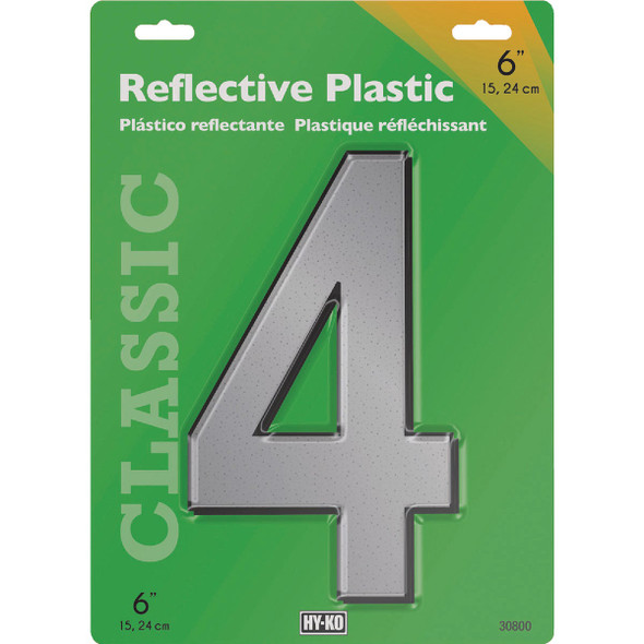 Hy-Ko 6 In. Reflective Plastic Number 4 30804 Hy-Ko 6 In. Reflective Plastic Number 4 30804