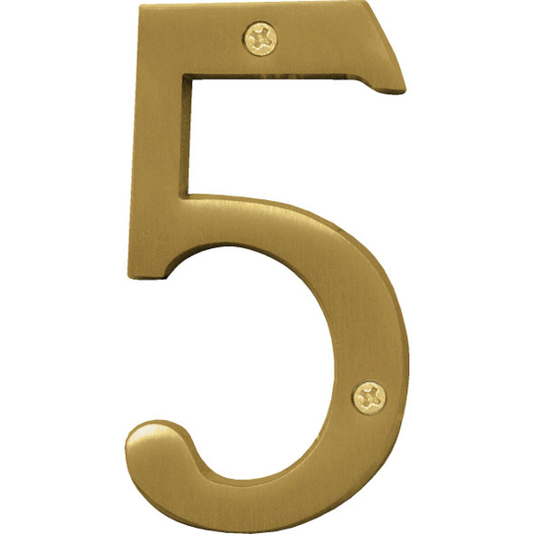 Hy-Ko 4 In. Brushed Brass Number 5 BR-43BB/5