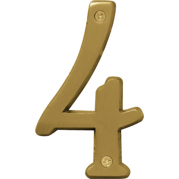 Hy-Ko 4 In. Brushed Brass Number 4 BR-43BB/4