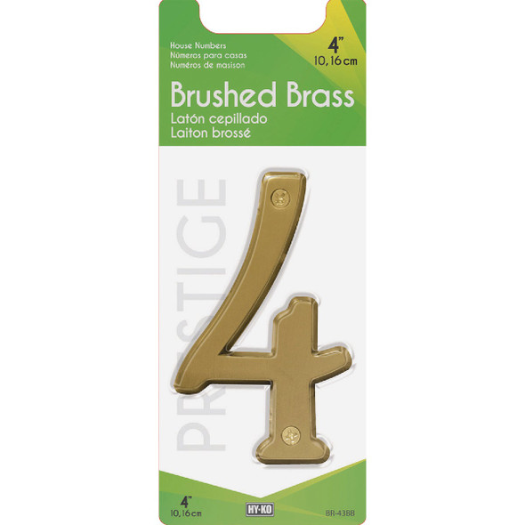 Hy-Ko 4 In. Brushed Brass Number 4