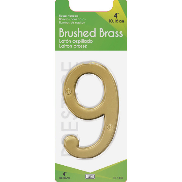 Hy-Ko 4 In. Brushed Brass Number 9 BR-43BB-9 241930