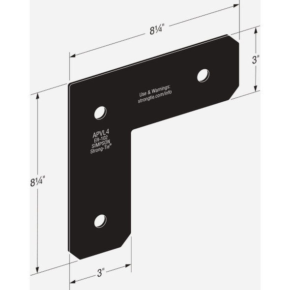 Simpson Strong-Tie Outdoor Accents Avant Collection ZMAX 4X4 Black L Strap APVL4 112834