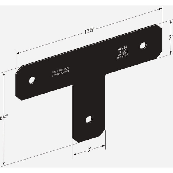 Simpson Strong-Tie Outdoor Accents Avant Collection ZMAX 4X4 Black T Strap APVT4 130512