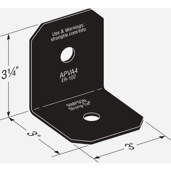 Simpson Strong-Tie Outdoor Accents Avant Collection ZMAX 4X 90 Deg. 12 ga Black Framing Angle