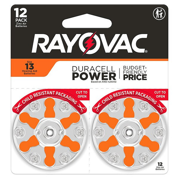 Rayovac Hearing Aid BATT,1.4V DC,300 mAh CA,PK12 13CR-12ROVUS