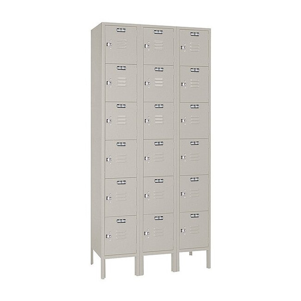 Lyon Wardrobe Locker, 36 in W, 18 in D, 78 in H, (3) Wide, (6) Tier 7GC53623SU
