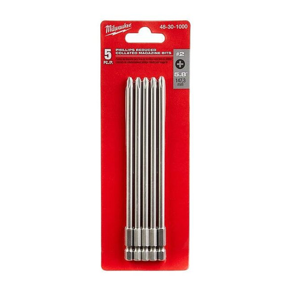 Milwaukee Tool 5-Piece Phillips Collated Magazine Bits 48-30-1000