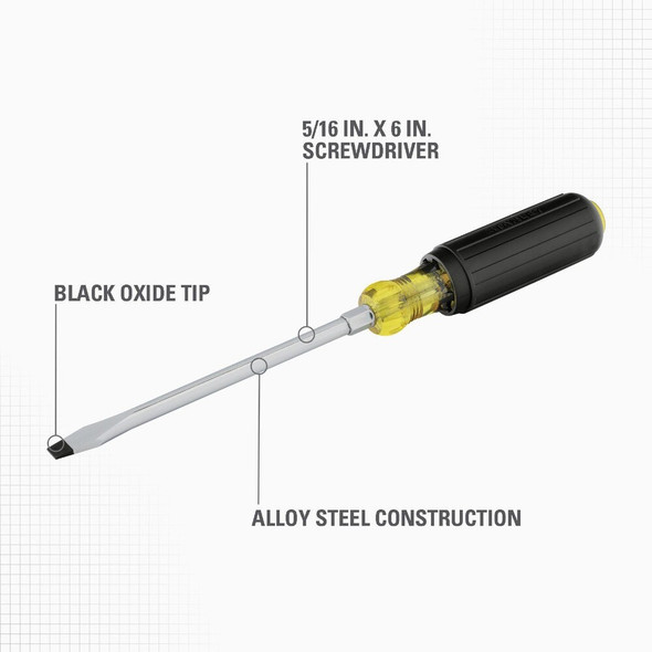 Stanley 5-16 In. x 6 In. Standard Vinyl Grip Slotted Screwdriver 66-091 356956