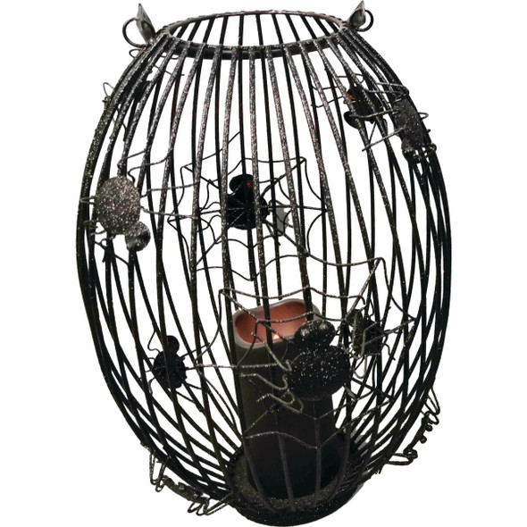 15.16 In. H. LED Lantern with Spiders Halloween Decoration HC8037069DIB