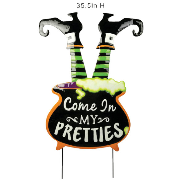 35.83 In H. Metal Witch's Legs Halloween Yard Stake HC8037068DIB