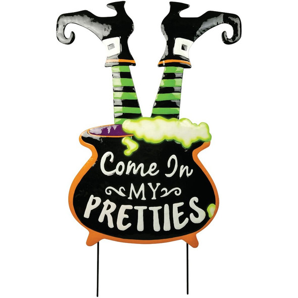 35.83 In H. Metal Witch's Legs Halloween Yard Stake HC8037068DIB 916849