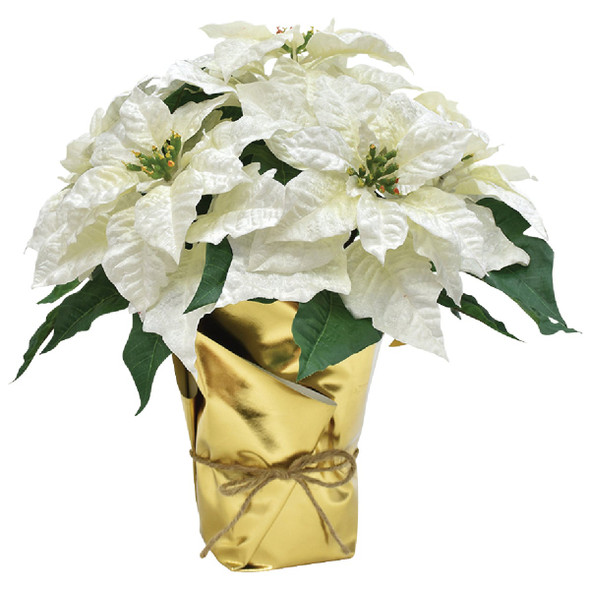 17 In. Winter White Poinsettia XA201983B Pack of 4
