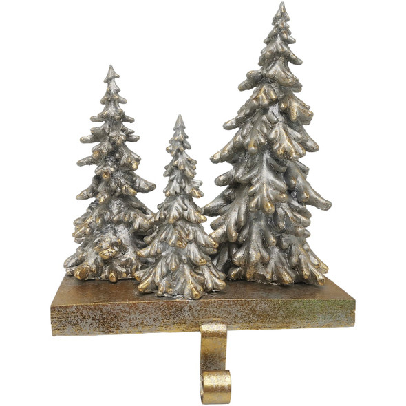 1-Stocking Resin Mantle Snowy Trees Stocking Holder XN6051708DIB