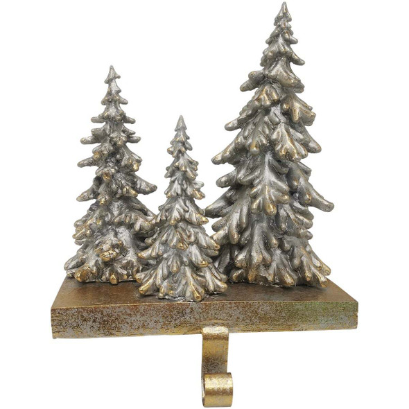 1-Stocking Resin Mantle Snowy Trees Stocking Holder XN6051708DIB