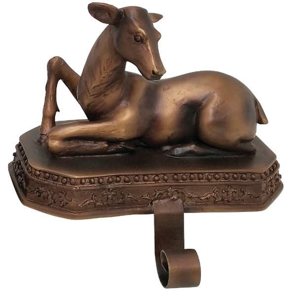 1-Stocking Bronzed Resin Mantle Sitting Doe Stocking Holder XN6028142RD