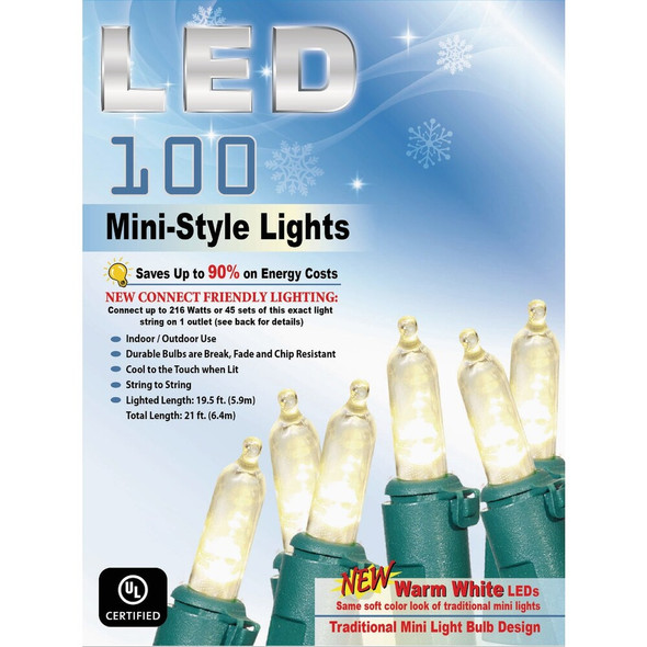 Warm White 100-Bulb Mini Incandescent-Style String Light Set with Green Wire ES76-206 904938