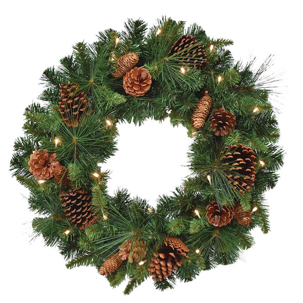 Clayton 24 In. 35-Bulb Warm White LED Prelit Wreath XVW143168