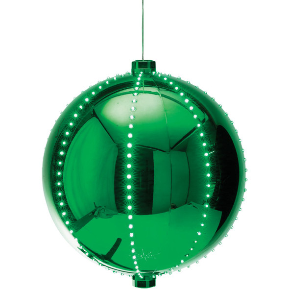 Alpine 13 In. LED 240-Bulb Green Christmas Ball with Chasing LED Lights Alpine 13 In. LED 240-Bulb Green Christmas Ball with Chasing LED Lights