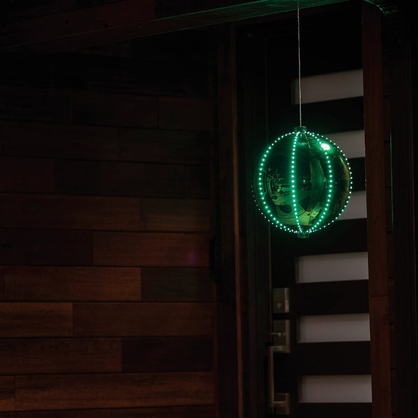 Alpine 13 In. LED 240-Bulb Green Christmas Ball with Chasing LED Lights LPA108L-GN 864901