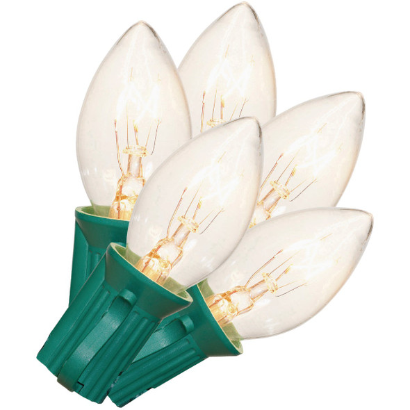 Clear 25-Bulb C7 Incandescent String Light Set with Green Wire ES76-944 Clear 25-Bulb C7 Incandescent String Light Set with Green Wire ES76-944