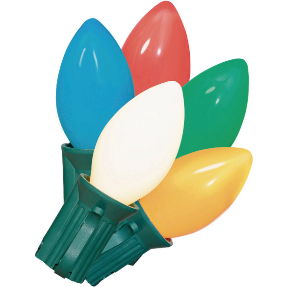 Ceramic Multi 25-Bulb C7 Incandescent String Light Set with Green Wire ES76-940 Ceramic Multi 25-Bulb C7 Incandescent String Light Set with Green Wire ES76-940