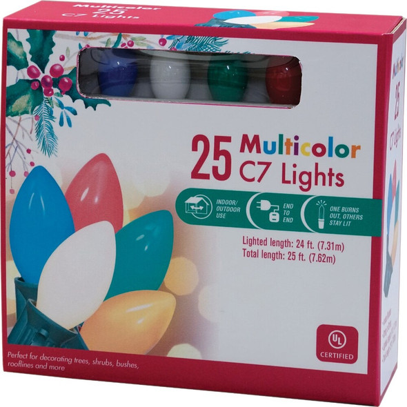 Ceramic Multi 25-Bulb C7 Incandescent String Light Set with Green Wire ES76-940 923508