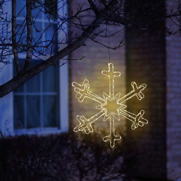 Alpine 18 In. Warm White LED Hanging Snowflake Lighted Decoration BYS132L-WW 864074