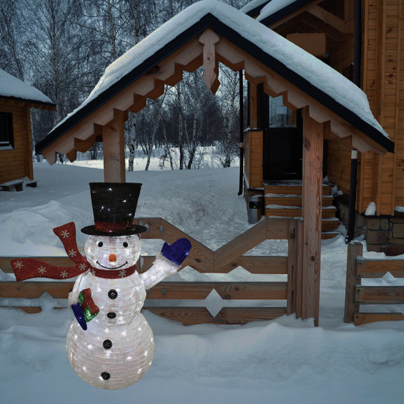 Alpine 49 In. Cool White Flashing LED Snowman Lighted Decoration Alpine 49 In. Cool White Flashing LED Snowman Lighted Decoration