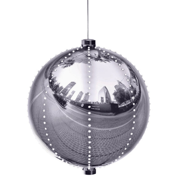 Alpine 13 In. LED 240-Bulb Silver Christmas Ball with Chasing LED Lights Alpine 13 In. LED 240-Bulb Silver Christmas Ball with Chasing LED Lights