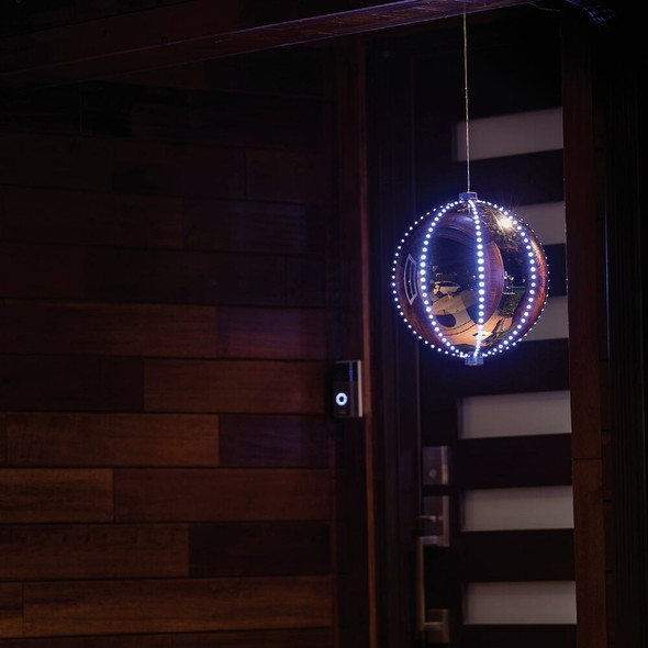 Alpine 13 In. LED 240-Bulb Silver Christmas Ball with Chasing LED Lights LPA108L-SL 887680