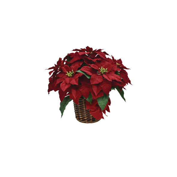 16 In. Regal Red Poinsettia with Red Velvet Bow XA201982A Pack of 4