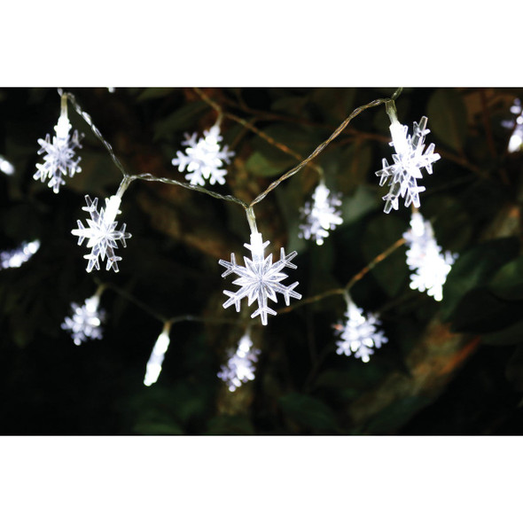 Alpine White 20-Bulb LED Snowflake Battery Operated Light Set Pack of 8