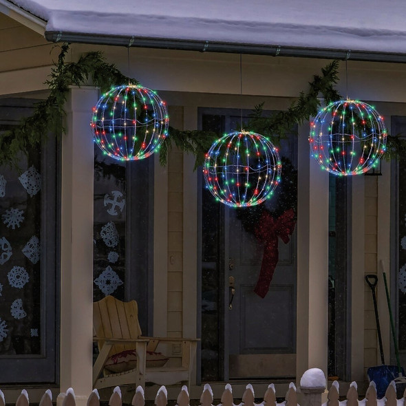 Alpine 8 In. Foldable Metal Sphere Multi-Color LED Christmas Ornament (3-Pack) BST170S-MC-3 895017