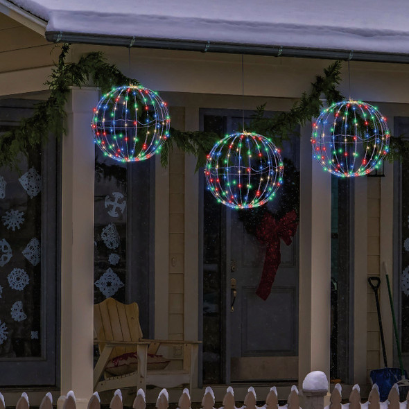 Alpine 8 In. Foldable Metal Sphere Multi-Color LED Christmas Ornament (3-Pack) BST170S-MC-3 895017