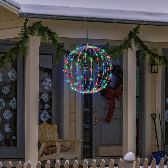 Alpine 17 In. Foldable Metal Sphere Multi-Color LED Christmas Ornament Alpine 17 In. Foldable Metal Sphere Multi-Color LED Christmas Ornament